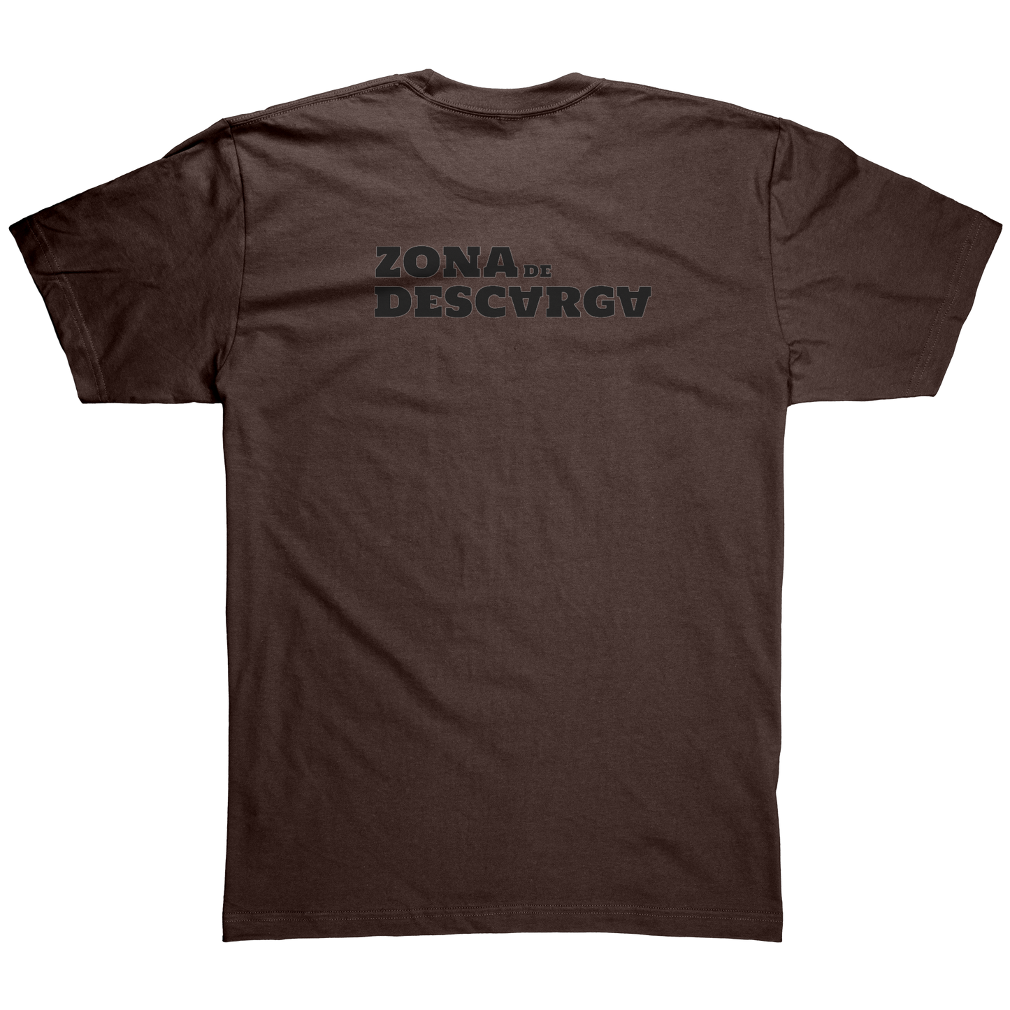 Franela_Zona_de_Descarga_Brown_Back_Mockup.png