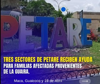 Tres sectores de Petare reciben ayuda para familias afectadas provenientes de La Guaira